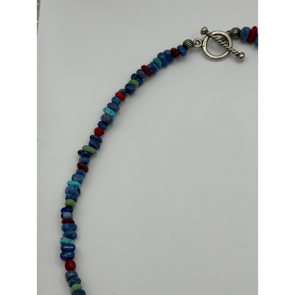 Carolyn Pollack Sterling Silver Multicolor Gemstone Beaded Necklace Toggle Clasp